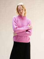 Cashmere Mix Cable High Neck Sweater