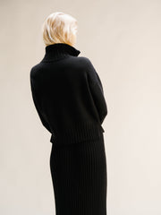 Cashmere Mix High Neck Zip Sweater