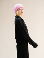 Cashmere Mix High Neck Zip Sweater