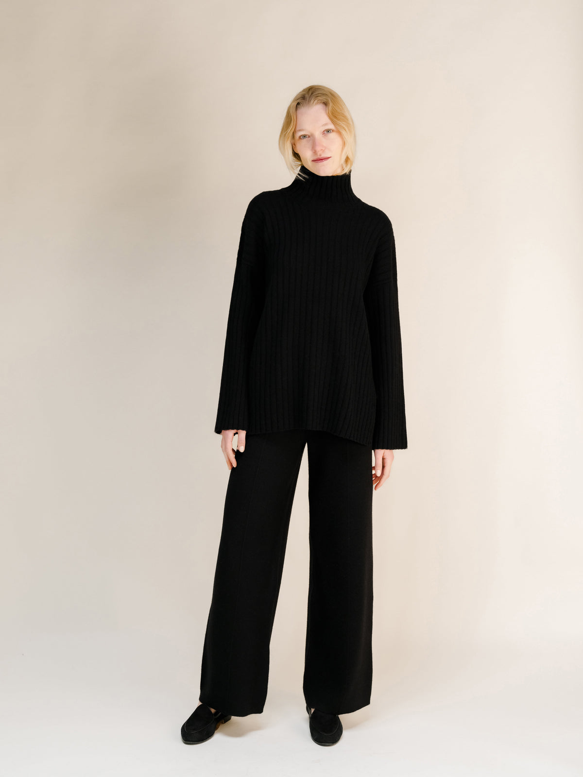 Cashmere Mix Ribbed High Neck