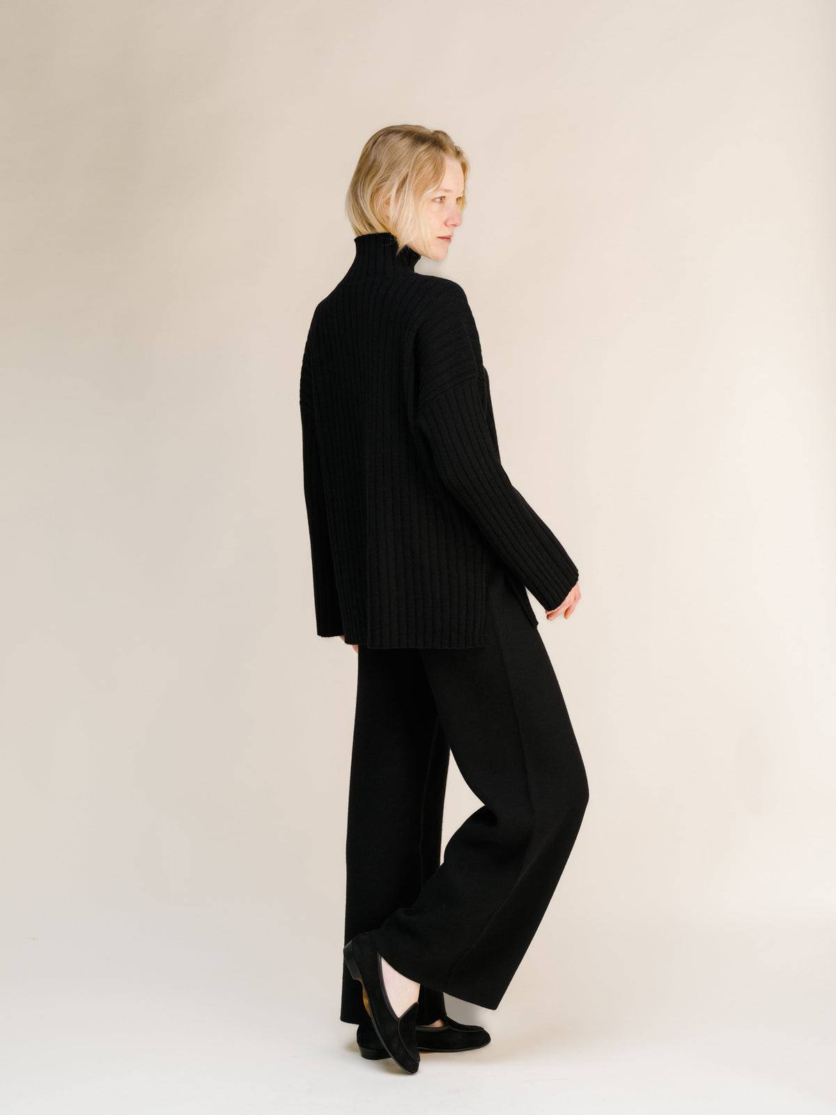 Cashmere Mix Ribbed High Neck