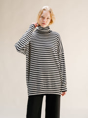 Cashmere Mix Maxi Striped Turtleneck
