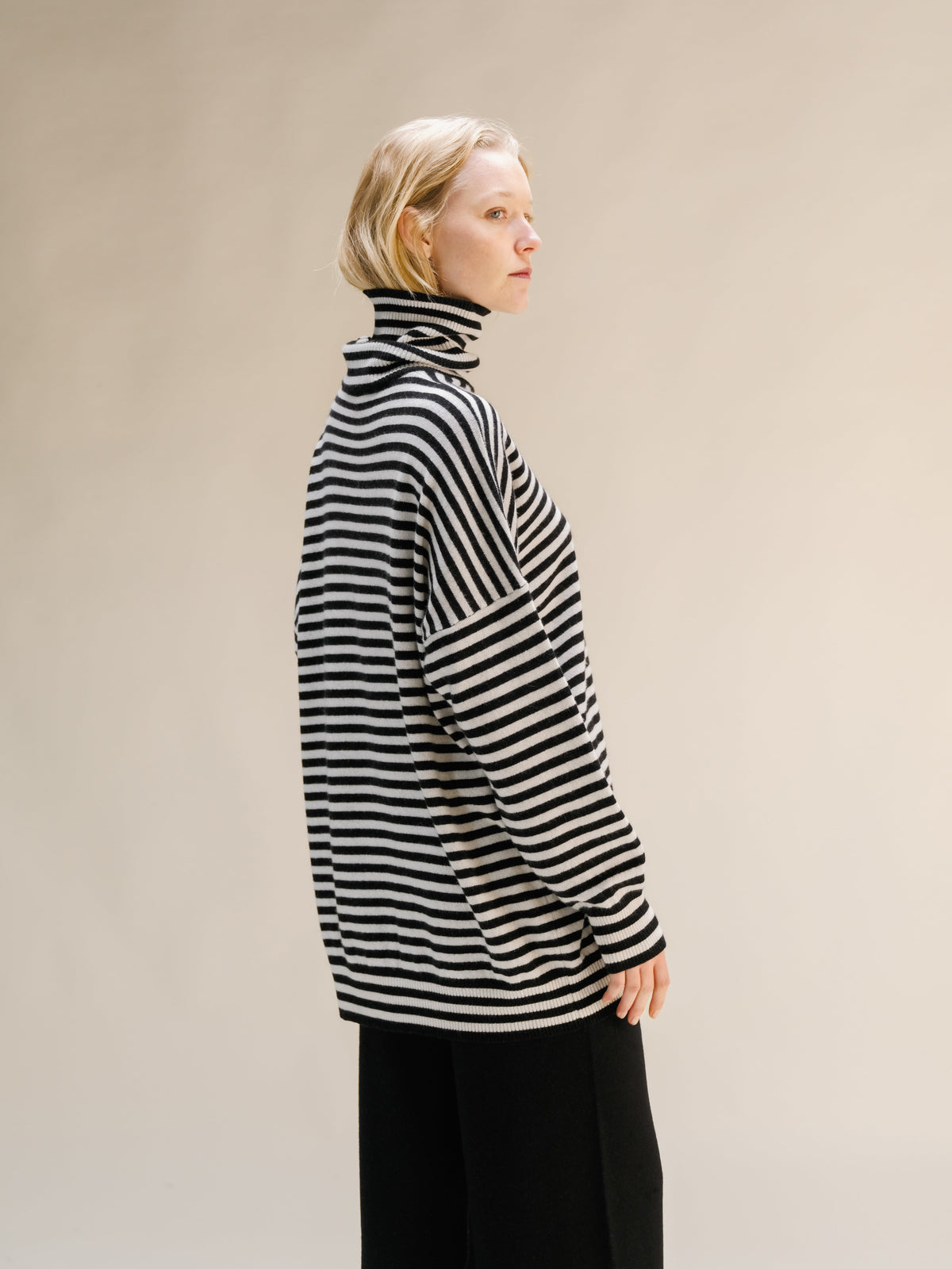 Cashmere Mix Maxi Striped Turtleneck