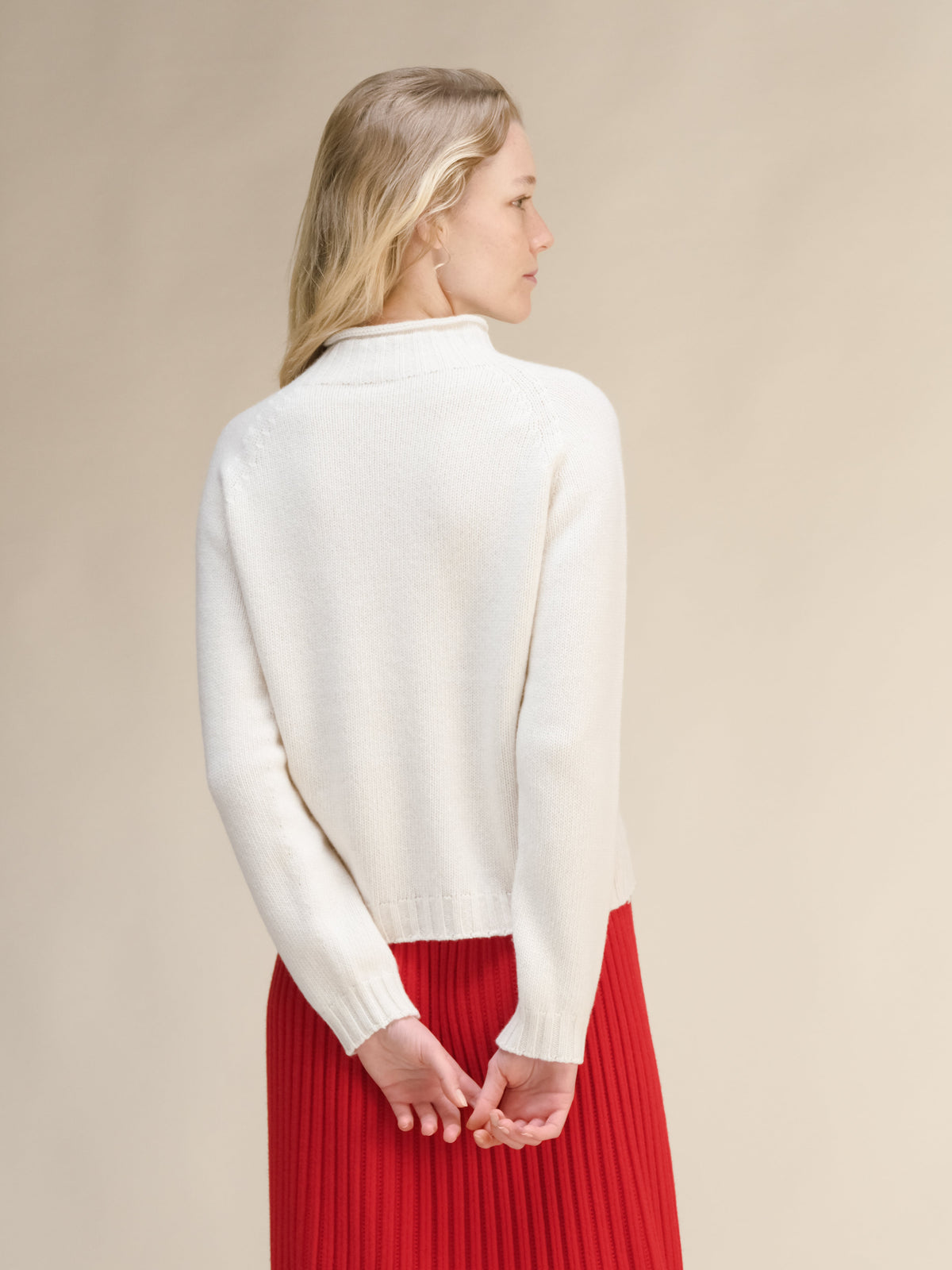 Cashmere Mix Cable High Neck Sweater