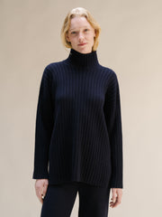 Cashmere Mix Ribbed High Neck