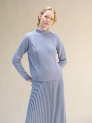 Cashmere Mix Cable High Neck Sweater
