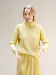 Cashmere Mix Cable High Neck Sweater