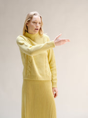 Cashmere Mix Cable High Neck Sweater
