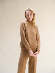Cashmere Mix Cable High Neck Sweater