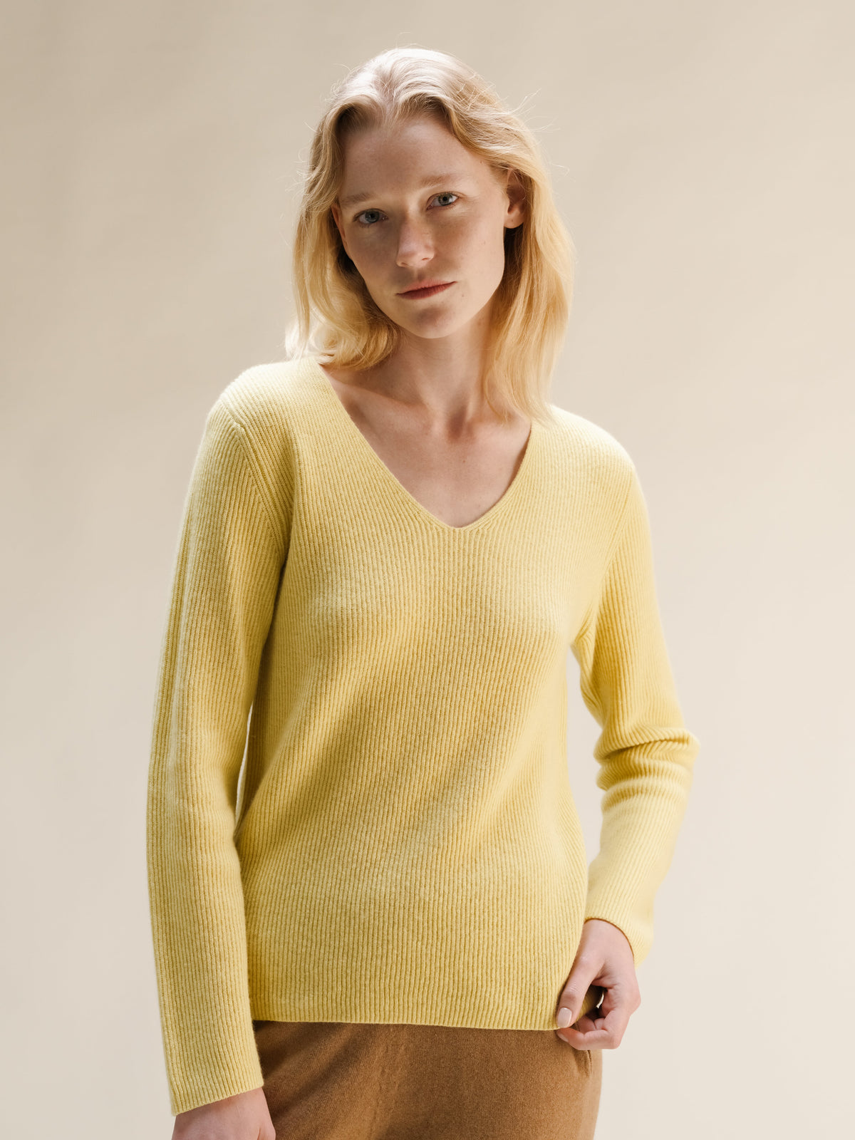 Cashmere Mix Ribbed V-Neck