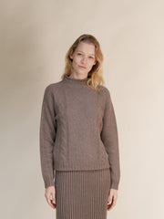 Cashmere Mix Cable High Neck Sweater