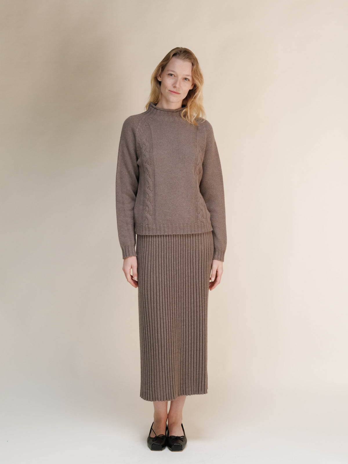 Cashmere Mix Perforated Skirt