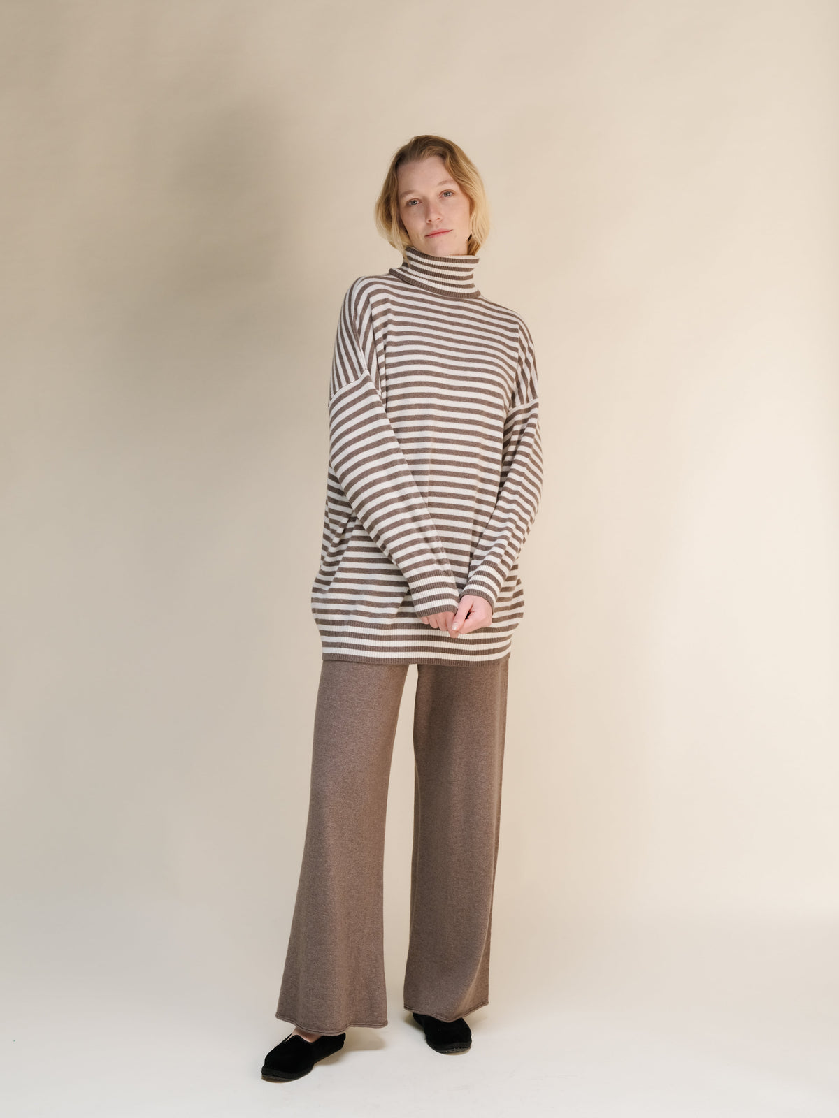 Cashmere Mix Maxi Striped Turtleneck