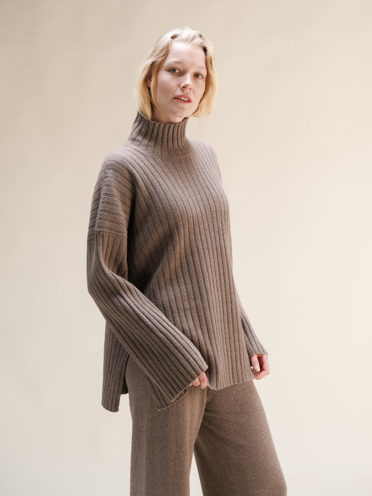 Cashmere Mix Ribbed High Neck