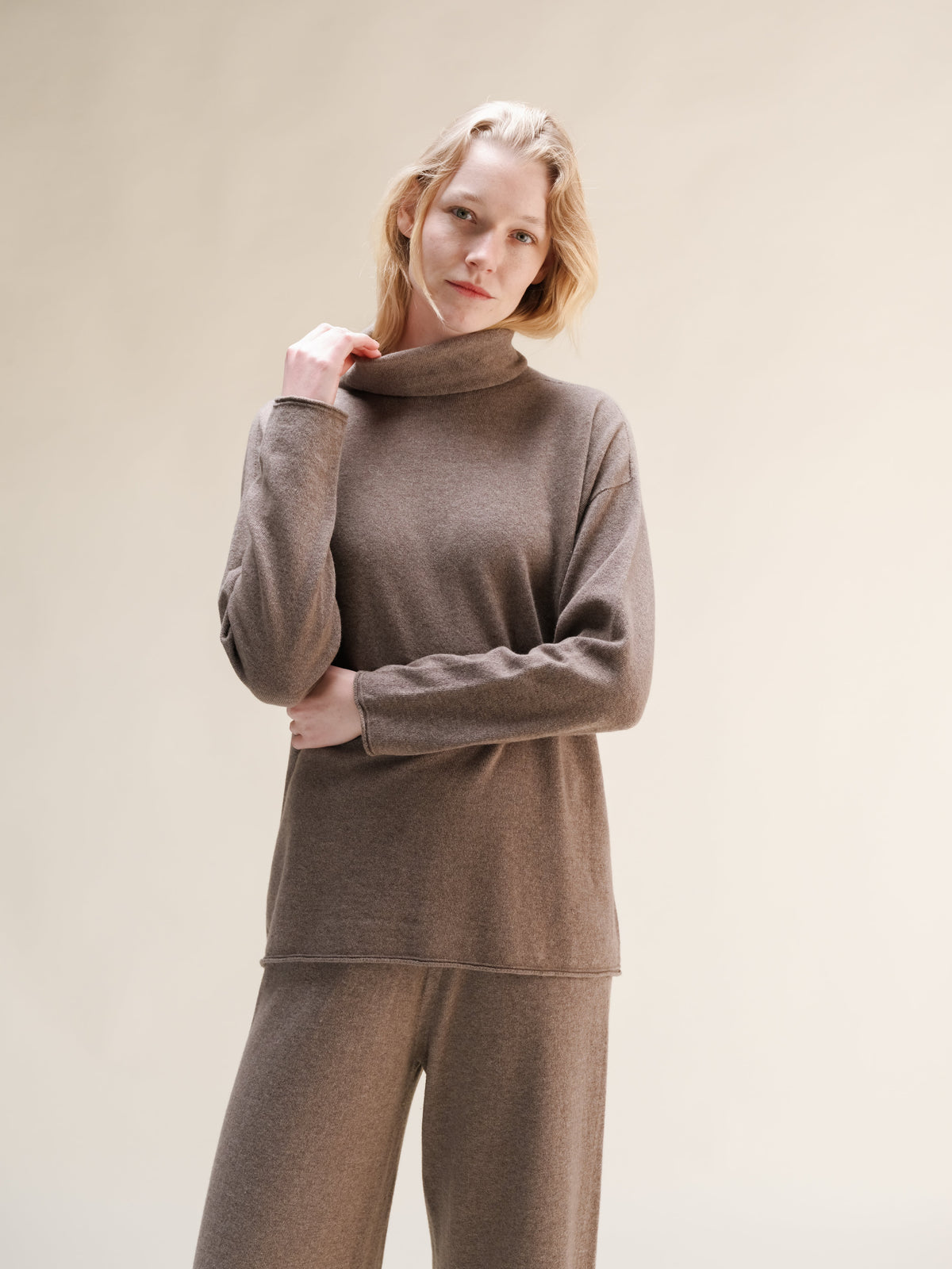 Cashmere Mix High Neck Sweater