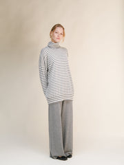 Cashmere Mix Maxi Striped Turtleneck