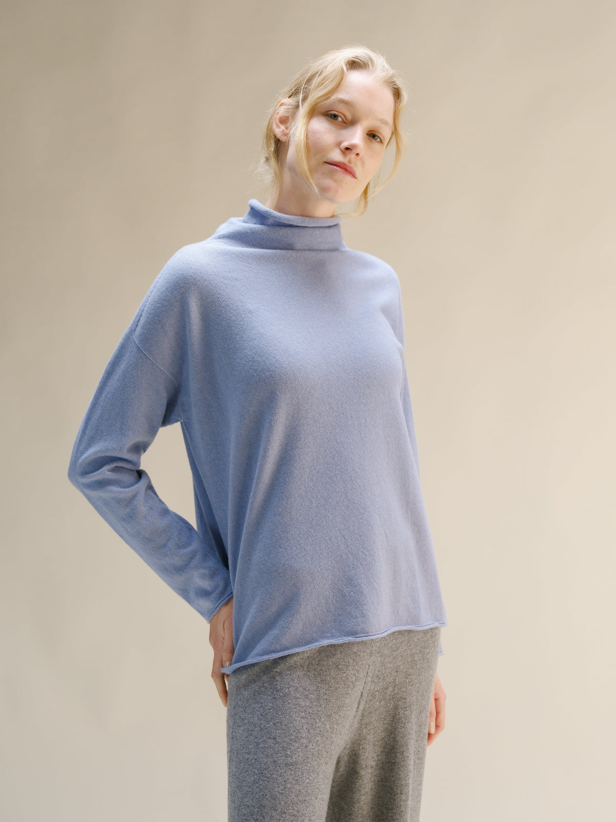 Cashmere Mix High Neck Sweater