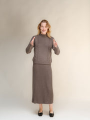 Cashmere Mix Cable High Neck Sweater
