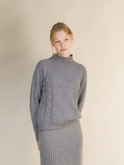 Cashmere Mix Cable High Neck Sweater
