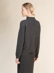 Cashmere Mix Cable High Neck Sweater