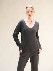 Cashmere Mix Ribbed V-Neck