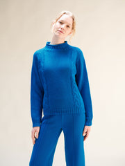 Cashmere Mix Cable High Neck Sweater