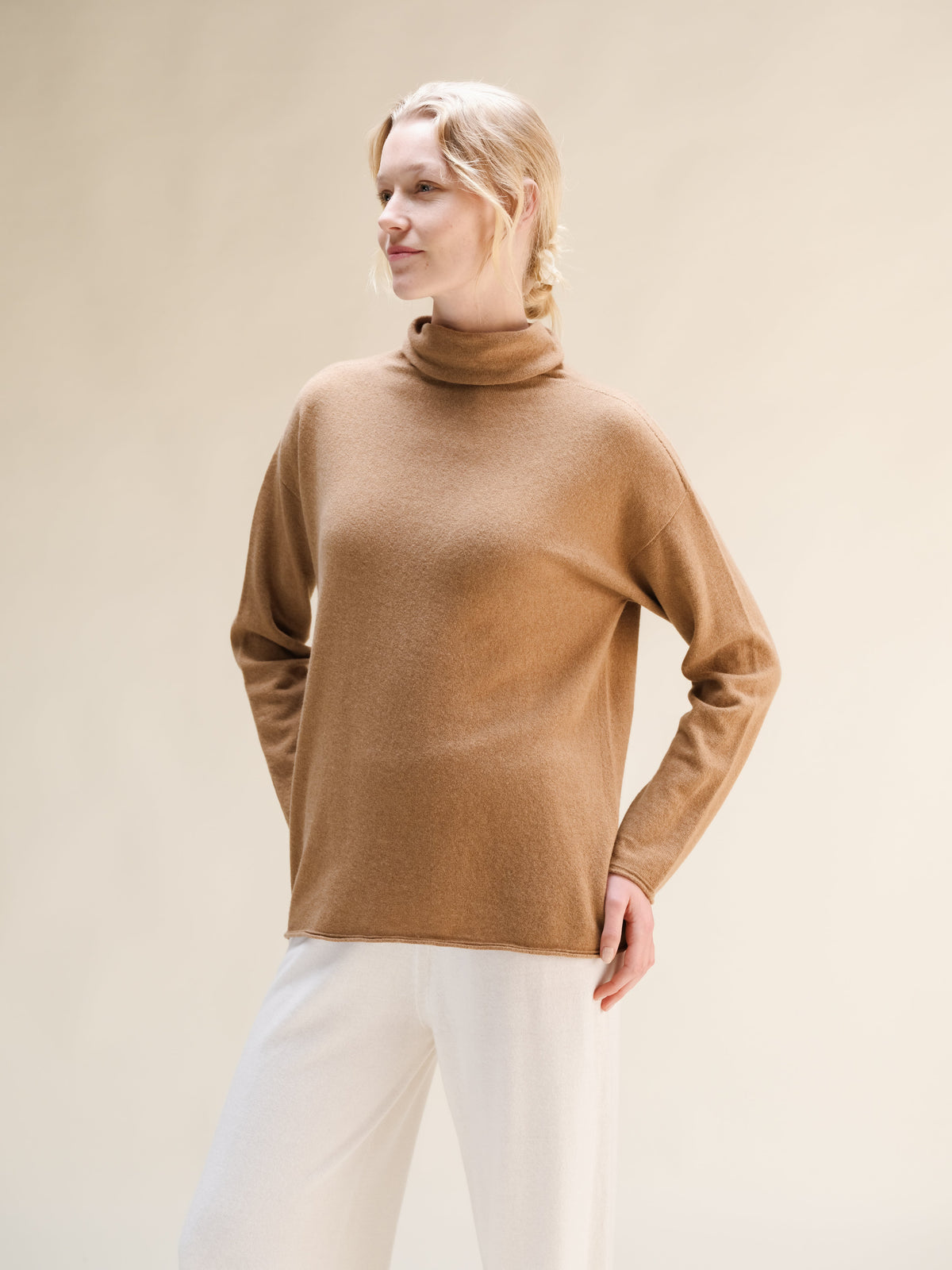 Cashmere Mix High Neck Sweater
