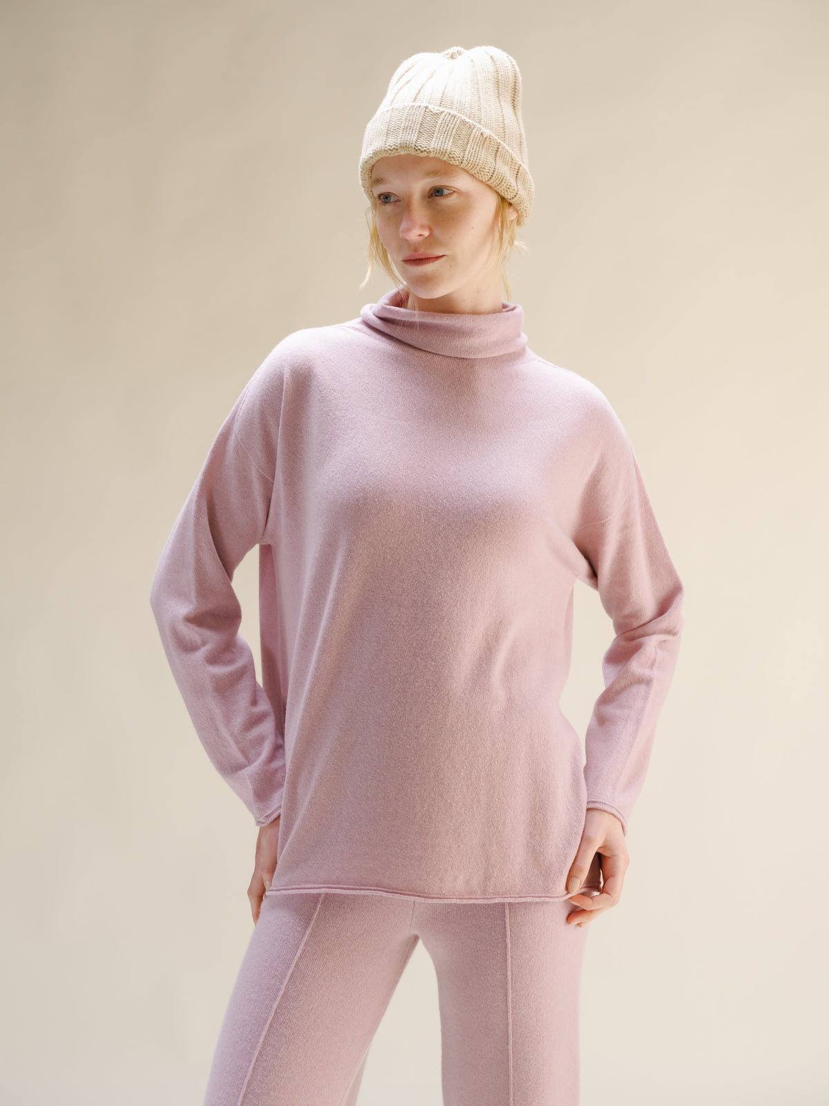 Cashmere Mix High Neck Sweater