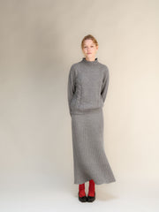 Cashmere Mix Cable High Neck Sweater