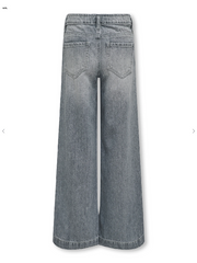 Only KOGCOMET 15313895 Grigio Medium Grey Denim - Jeans Wide Leg Ragazza Gamba Larga