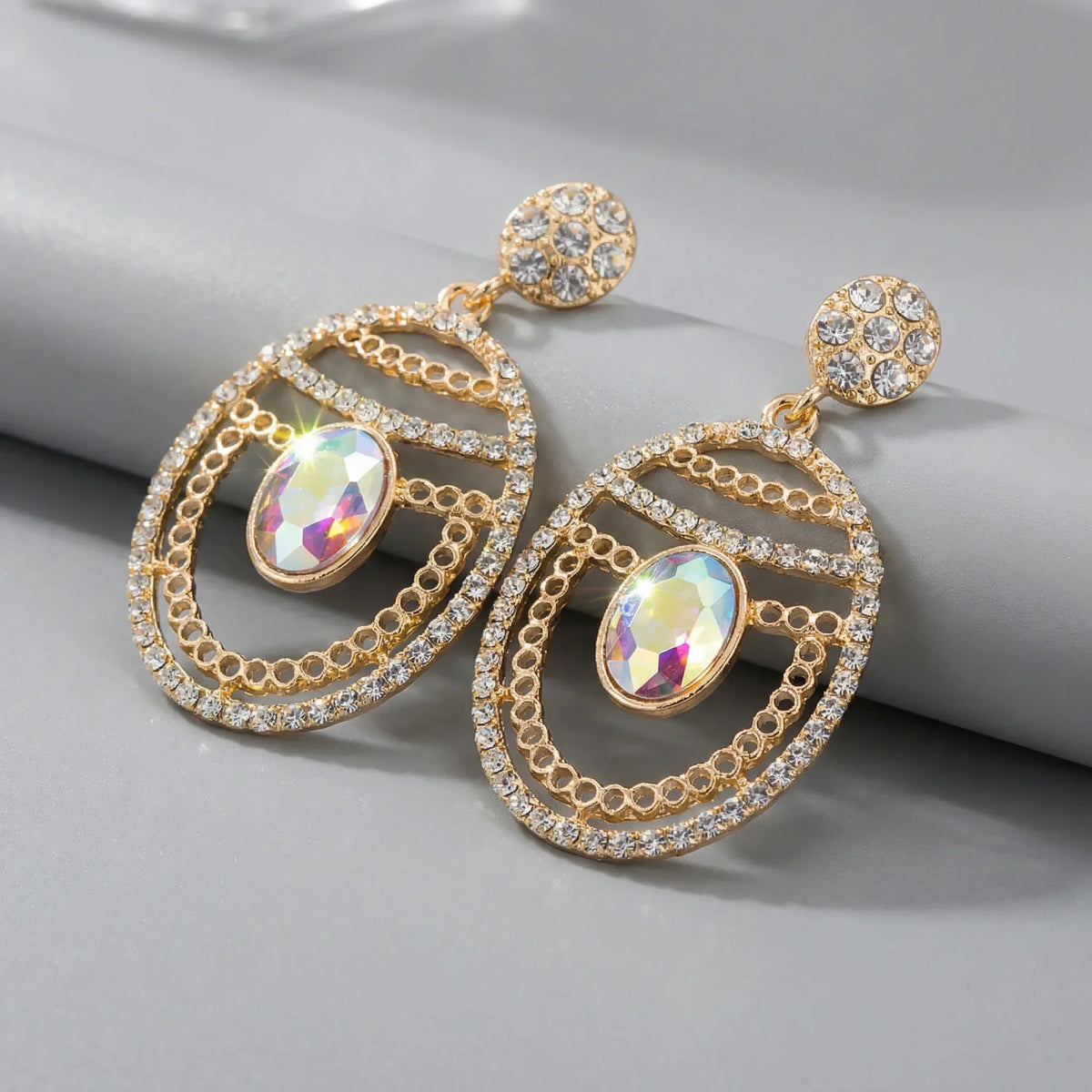 Caleido Orecchini Pendenti con Strass Multicolor