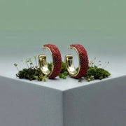 Corallo Orecchini a Cerchio con Strass Rossi