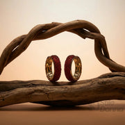 Corallo Orecchini a Cerchio con Strass Rossi