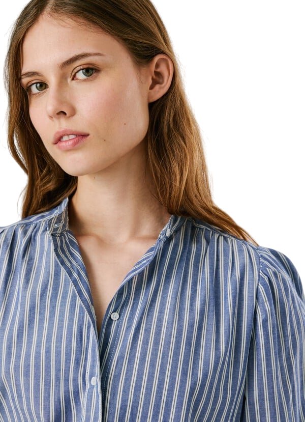 Pepe Jeans Camicia Donna MATY PL3051268 561 Blu - Camicia Casual in Cotone Leggera