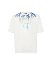 Phobia T-shirt unisex bianca con fulmini blu grigi azzurri PH00107BLGRLB