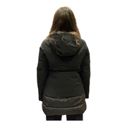 Yes Zee Cappotto da donna con inserti in pelle O086/NT00 0801 nero