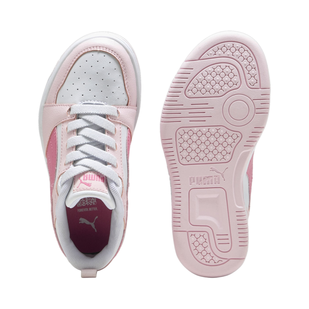 Puma Rebound v6 396742-08 Bambina Bianco Rosa - Sneakers