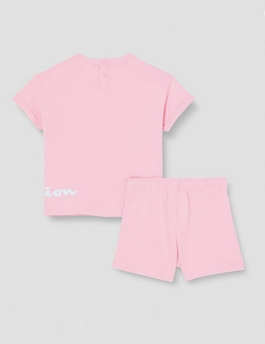 Champion Completino da bambina Legacy American Classics logo T-shirt + Short 404686 PS024 CNP rosa confetto