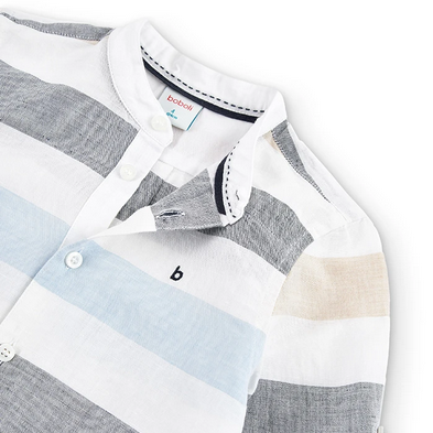Boboli camicia a manica lunga da bambino e ragazzo in lino listata 736387-9053