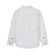 Boboli camicia da bambino e ragazzo a manica lunga e collo alla coreana 736152-1100 bianca