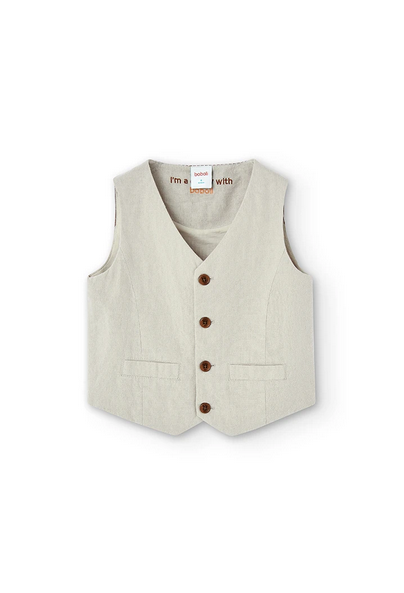 Boboli gilet da bambino e ragazzo in lino 736141-7372 pietra