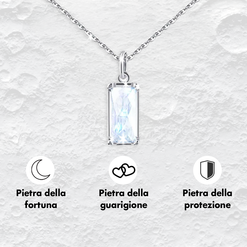 Collana Pietra di Luna Rettangolare in Argento Sterling 925 - A mia Zia