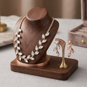 Set Foglia d'Oro Collana e Orecchini