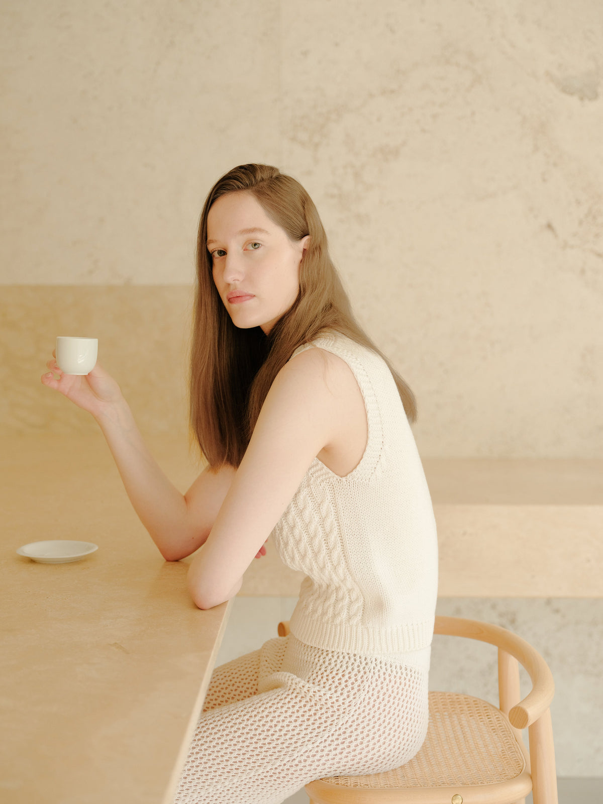 Cotton Cable Knit Tank Top