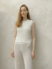 Cotton Cable Knit Tank Top