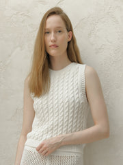 Cotton Cable Knit Tank Top