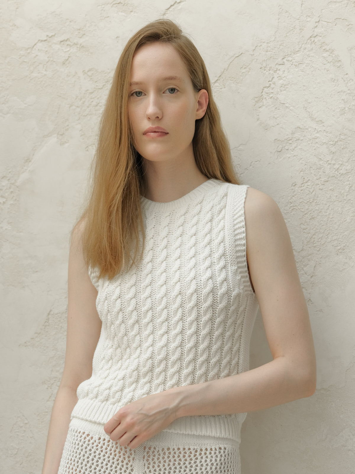 Cotton Cable Knit Tank Top