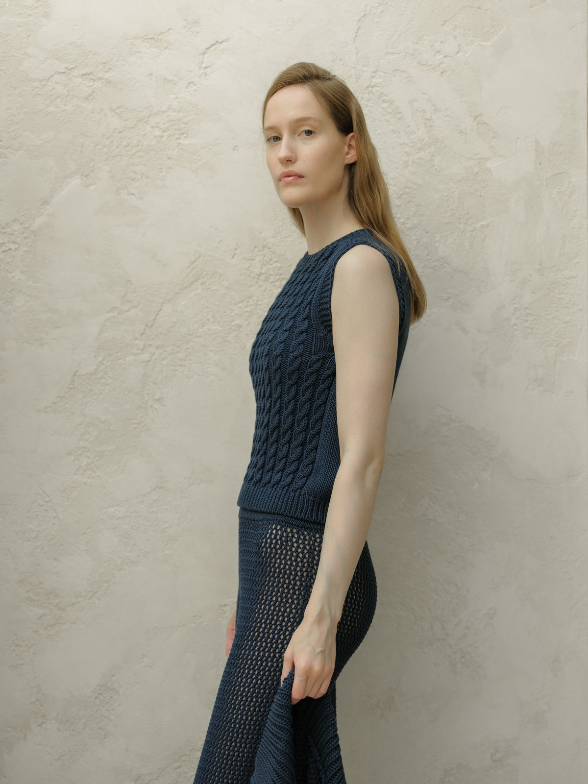 Cotton Cable Knit Tank Top