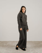 Cashmere Mix Roll-Up Cuff Crewneck