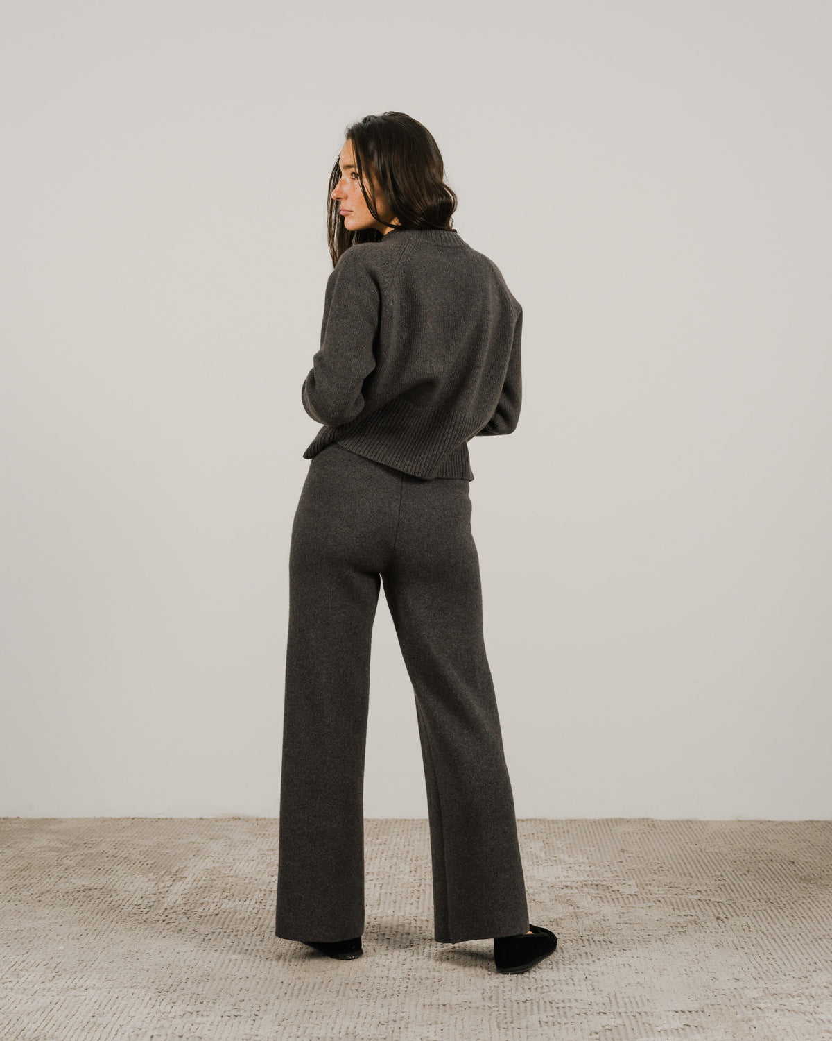 Cashmere Mix Roll-Up Cuff Crewneck